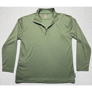 Scottevest‎ Pullover Mens Large Green Quarter Zip Pockets Long Sleeve Travel TEC